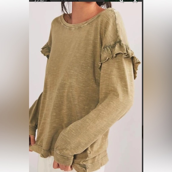 Anthropologie Green Pilcro Ruffled Open Back Long Sleeves Top in small - Picture 7 of 7